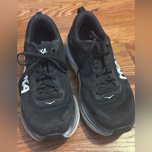 Hoka Black and White Athletic Shoes